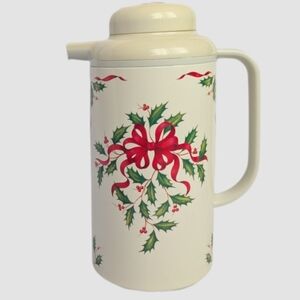 Lenox Cream Coffee Carafe with Red and Green Holiday Design